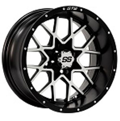 Golf Cart GTW 12x7 Matte Black Machined Vortex Wheel | 3:4 Offset 4/4 Pattern