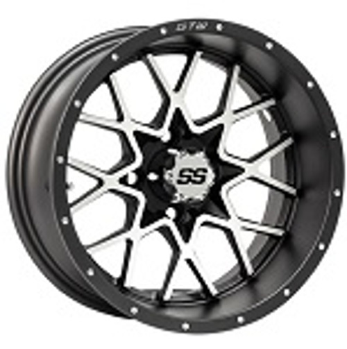 Golf Cart GTW 12x7 Matte Grey Machined Vortex Wheel | 3:4 Offset 4/4 Pattern