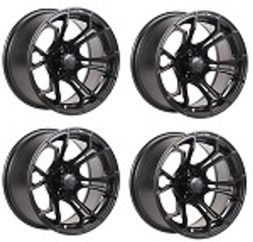 Golf Cart GTW 12x7 Matte Black Wheels | Set of 4 | 3:4 Offset 4/4