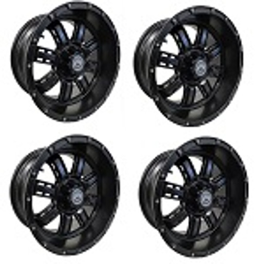 Golf Cart GTW 14x7 Matte Black Transformer Wheels | Set of 4 | 3:4 Offset 4/4