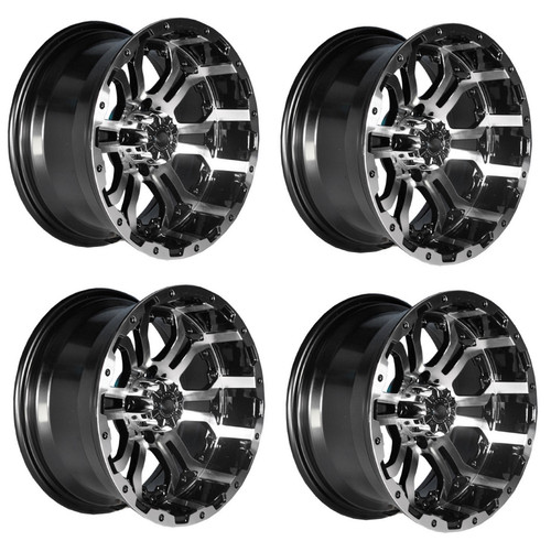 Golf Cart GTW 14x7 Machined Black Omega Wheels | Set of 4 | 3:4 Offset 4/4