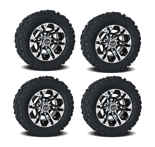 Golf Cart GTW 10" Specter Machined Black Wheel | 20" Barrage Tire | Set of 4