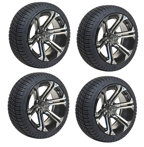 Golf Cart GTW 14" Specter Machined Wheel | 205/30-14 Low Pro Tire | Set of 4