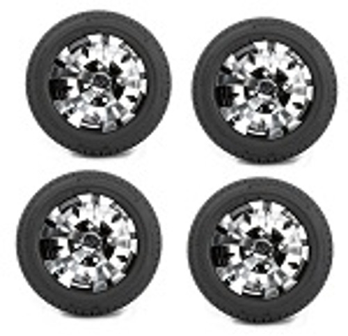 Golf Cart GTW 10" Vampire Machined Wheel | 205/50-10 Street Tire | Set of 4