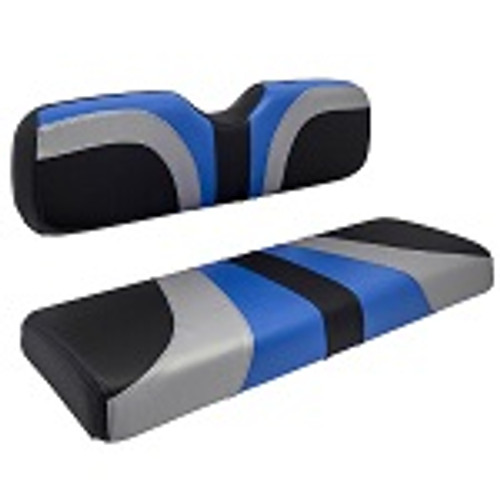 RedDot Blade Front Seat Covers | Club Car DS Golf Cart | Blue Silver Black