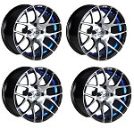 Golf Cart GTW 12x7 Machined Blue Pursuit Wheels | Set of 4 | 3:4 Offset 4/4