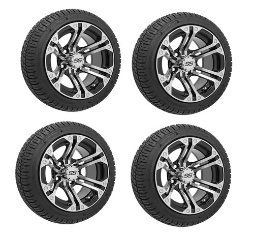 Golf Cart GTW 12" Specter Machined Black Wheel | 205/30-12 Street Tire | Set 4