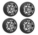 Golf Cart GTW 12" Specter Machined Black Wheel | 205/30-12 Street Tire | Set 4
