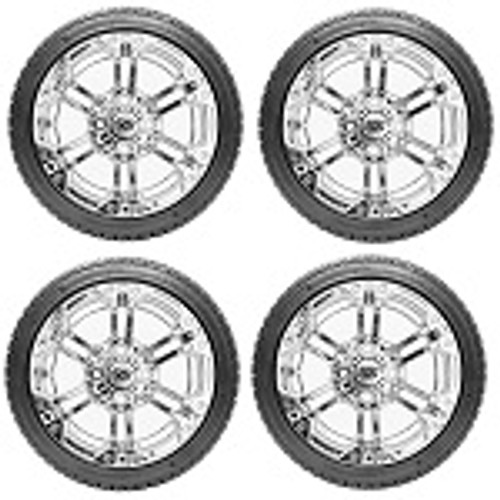 Golf Cart GTW 14" Specter Chrome Wheel | 205/30-R14 DOT Tire | Set of 4