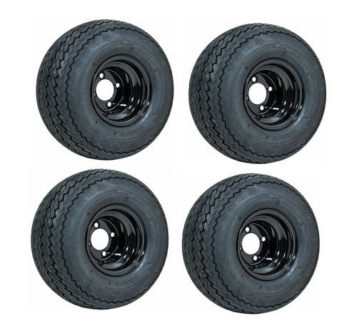 Golf Cart GTW 8" TopSpin Tire / Black Steel Wheel | 18" Tall | Set of 4