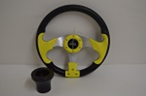 13” Yellow / Black Razor Steering Wheel | EZGO Golf Cart | Black