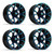 Golf Cart GTW 15x7 Black w/ Blue Spyder Wheel | Set of 4 | 3:4 Offset 4/4 Pattern