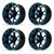 Golf Cart GTW 15x7 Black w/ Blue Spyder Wheel | Set of 4 | 3:4 Offset 4/4 Pattern