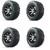 Golf Cart GTW 14" Pursuit Machined Black Wheel | 23x10-14 Tire | Set of 4