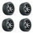 Golf Cart GTW 14" Pursuit Machined Black Wheels | 225/30-14 Street Tire | Set 4