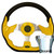 Club Car DS 1982-Up Golf Cart Yellow Racer Steering Wheel Chrome Adapter Kit