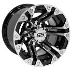 Golf Cart GTW 10x7 Machined Black Specter Wheel | 3:4 Offset 4/4 Pattern