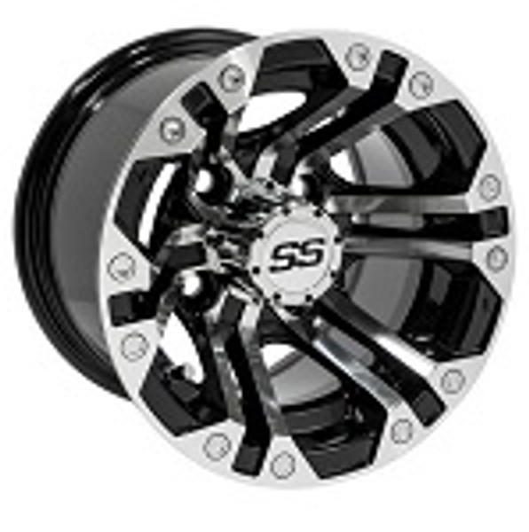 Golf Cart GTW 10x7 Machined Black Specter Wheel | 3:4 Offset 4/4 Pattern Golf Cart GTW 10x7 Machined Black Specter Wheel | 3:4 Offset 4/4 Pattern