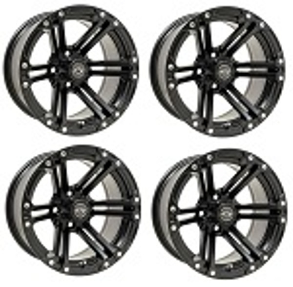 Golf Cart GTW 14x7 Matte Black Specter Wheels | Set of 4 | 3:4 Offset 4/4