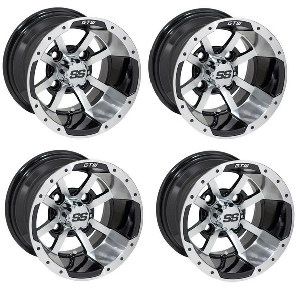 Golf Cart GTW 10x7 Machined Black Storm Trooper Wheels | Set of 4 | 3:4 Offset 4/4