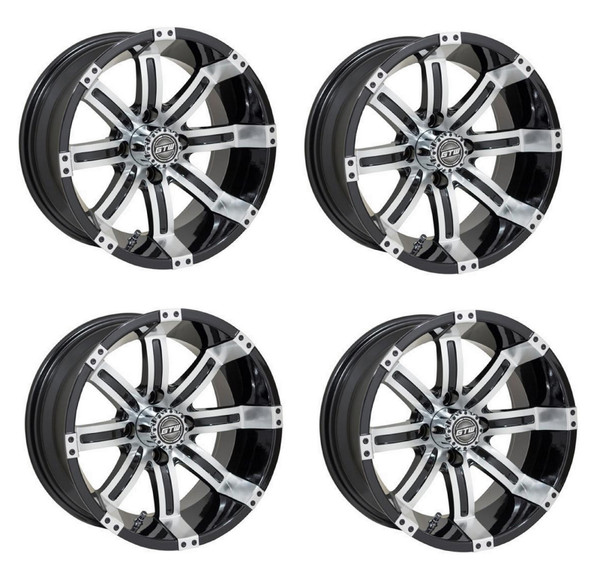 Golf Cart GTW 14x7 Machined Black Tempest Wheels | Set of 4 | 3:4 Offset 4/4