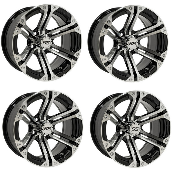 Golf Cart GTW 14x7 Machined Black Specter Wheels | Set of 4 | 3:4 Offset 4/4