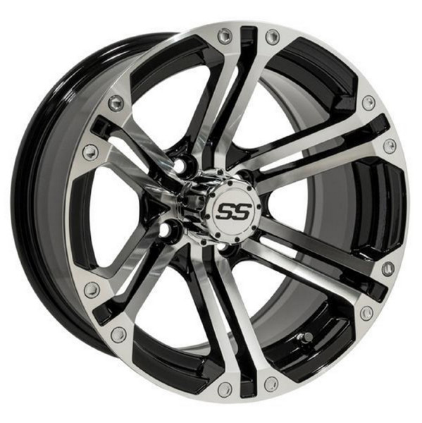 Golf Cart GTW 14x7 Machined Black Specter Wheel | 3:4 Offset 4/4 Pattern