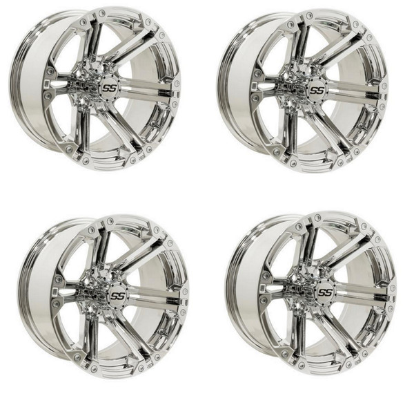 Golf Cart GTW 14x7 Chrome Specter Wheels | Set of 4 | 3:4 Offset 4/4