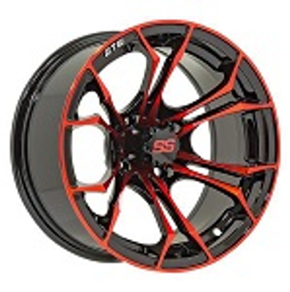 Golf Cart GTW 12x7 Black Red Spyder Wheel | 3:4 Offset 4/4 Pattern