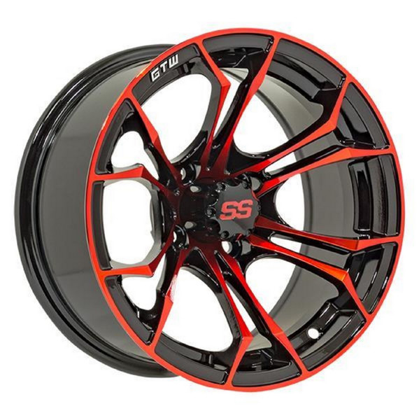 Golf Cart GTW 14x7 Black Red Spyder Wheel | 3:4 Offset 4/4 Pattern
