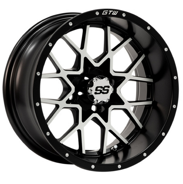 Golf Cart GTW 14x7 Matte Black Machined Vortex Wheel | 3:4 Offset 4/4 Pattern