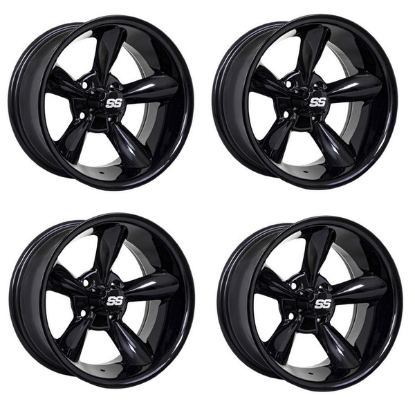 Golf Cart GTW 10x7 Black Godfather Wheels | Set of 4 | 3:4 Offset 4/4