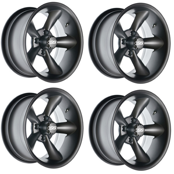 Golf Cart GTW 12x7 Matte Grey Godfather Wheels | Set of 4 | 3:4 Offset 4/4