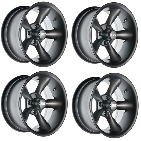 Golf Cart GTW 14x7 Matte Grey Godfather Wheels | Set of 4 | 3:4 Offset 4/4