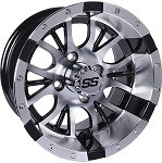 Golf Cart GTW 14x7 Machined Silver Black Diesel Wheel | 3:4 Offset 4/4 Pattern