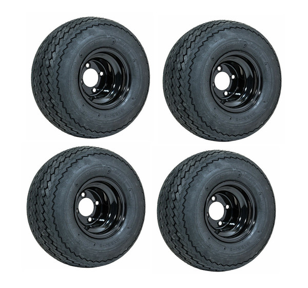 Golf Cart GTW 8" TopSpin Tire / Black Steel Wheel | 18" Tall | Set of 4
