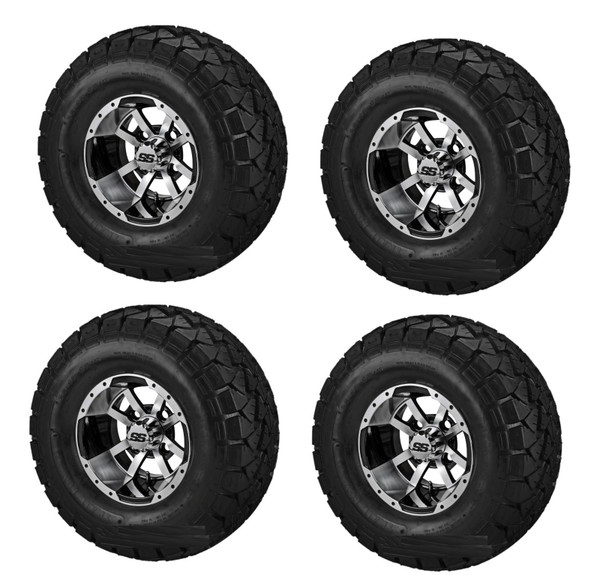 Golf Cart GTW 10" Storm Trooper Machined Wheel | 22-10-10 AT Tire | Set of 4