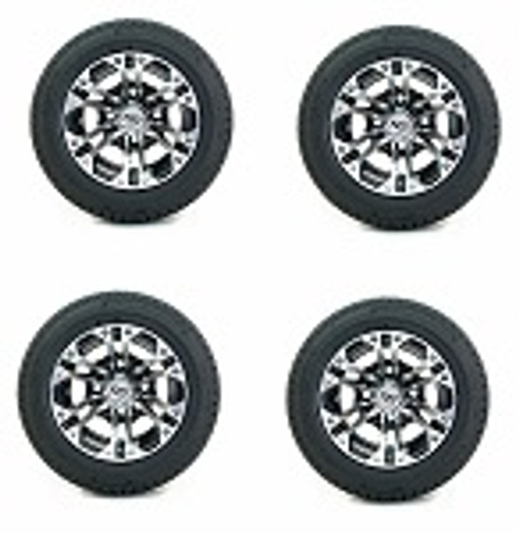 Golf Cart GTW 10" Specter Machined Black Wheel | 205/50-10 Tire | Set of 4
