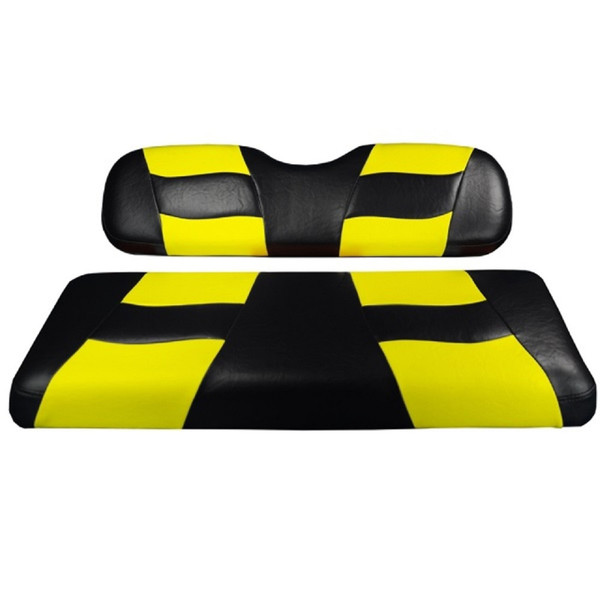 MadJax Riptide Black / Yellow Front Seat Covers | EZGO TXT RXV 1995-Up