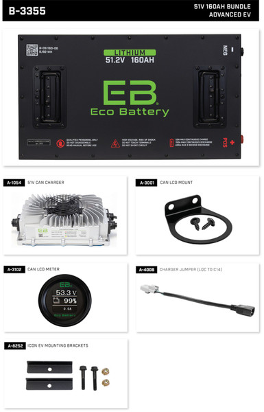 Eco 51V 160A LifePo4 Lithium Battery Bundle | Advanced EV Golf Cart