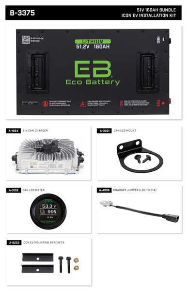 Eco 51V 160A LifePo4 Lithium Battery Bundle | Icon EV 48V Golf Cart