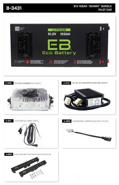 Eco 51V 105A LifePo4 Lithium Battery Bundle | PilotCar EV Golf Cart