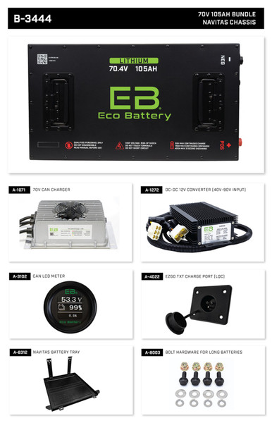 Eco 70V 105A LifePo4 Lithium Battery Bundle | Navitas Chassis EV Golf Cart