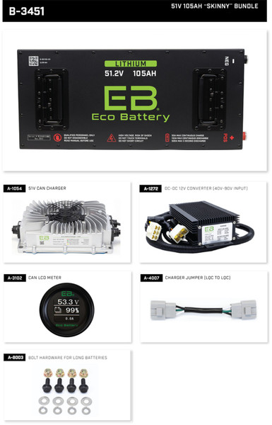 Eco 51V 105A LifePo4 Lithium Battery Bundle | Vivid Peak EV Golf Cart
