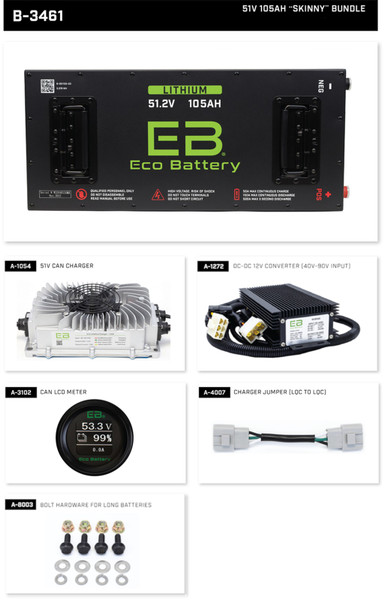 Eco 51V 105A LifePo4 Lithium Battery Bundle | Vivid V EV Golf Cart