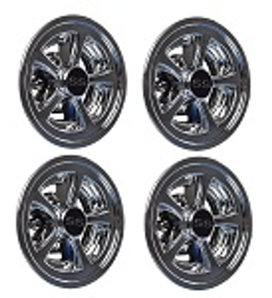 Golf Cart 8" MadJax Shift 5 Spoke SS Chrome Wheel Cover Hub Cap | Set of 4