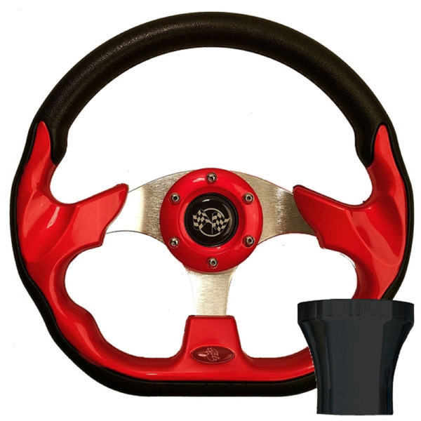 Yamaha G2-G29 Golf Cart Red Racer Steering Wheel Black Adaptor Kit