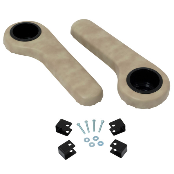 Golf Cart Universal Stone Beige Rear Seat Arm-Rest Cushion w/ Cup Holder | Set Golf Cart Universal Stone Beige Rear Seat Arm-Rest Cushion w/ Cup Holder | Set