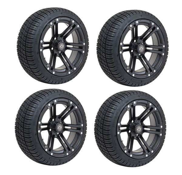 Golf Cart GTW 14" Specter Black Matte Wheel | 205/30-14 Low Pro Tire | Set of 4