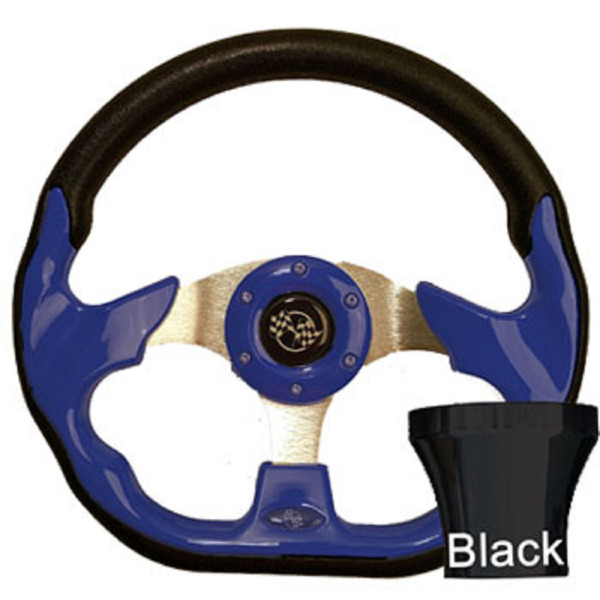 Yamaha G2-G29 Golf Cart Blue Racer Steering Wheel Black Adaptor Kit